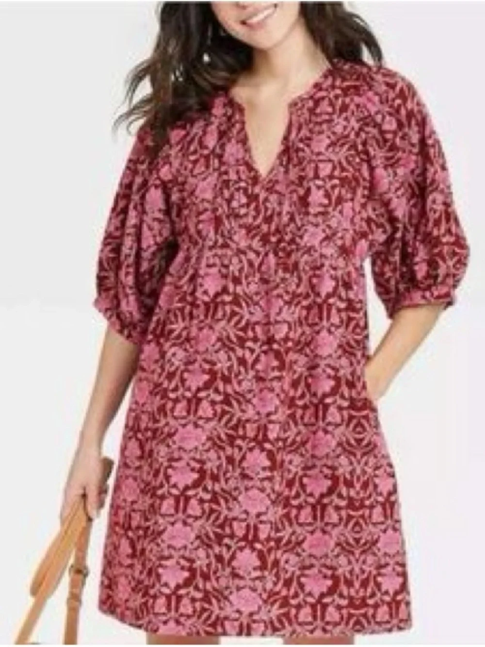 Universal Threads Raspberry Puff Sleeve Dress - Picture 3 of 3